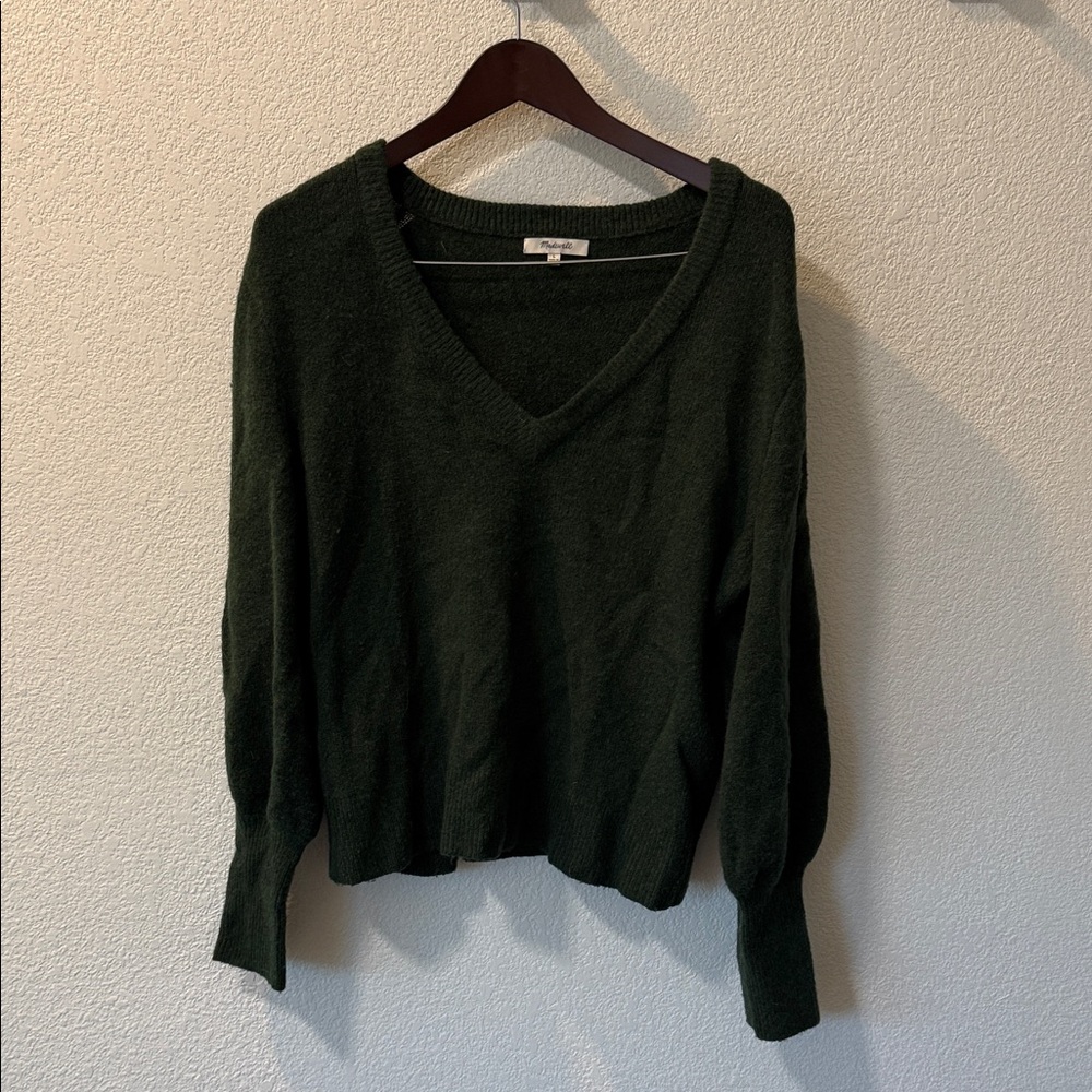 Madewell Forest Green V-Neck Sweater